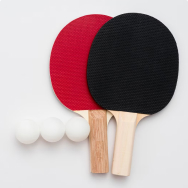 Table tennis rackets, balls and accessories